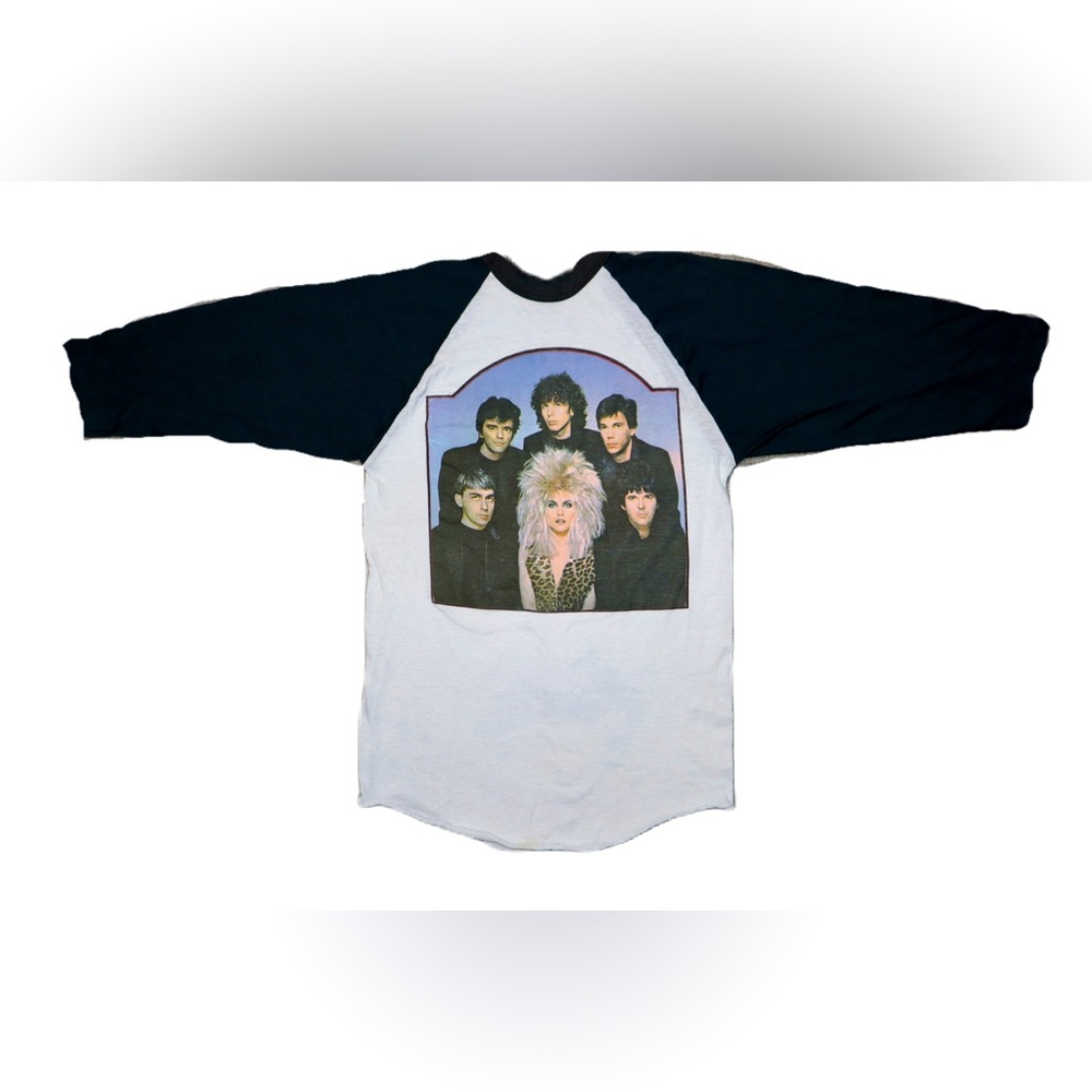 VINTAGE 1982 Blondie Tracks Across America Tour Shirt 3/4 Sleeve Size Medium